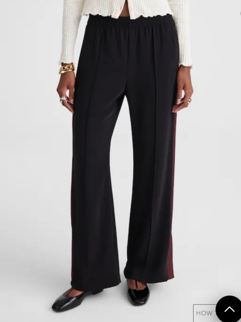 NWT Madewell Pull-On Bootcut Track Pant in Crêpe - Black/Brown - Size XL